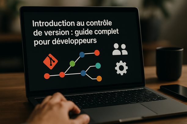 Contrôle De Version : Guide Complet Pour Développeurs alt_text: Image sur le contrôle de version : diagramme git, collaboration, outils numériques et esthétique moderne.